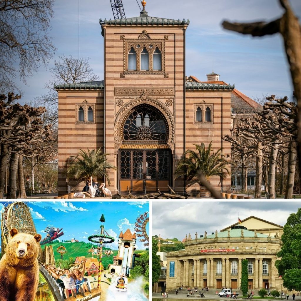 Sehenswürdigkeiten in Stuttgart: Wilhelma Maurisches Landhaus, Erlebnispark Tripsdrill und Staatstheater Stuttgart für den Sommerurlaub.